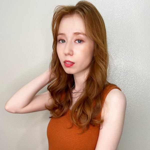 【山田】センターパート無造作パーマオレンジベージュy367