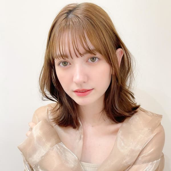 外ハネボブセクションカラーグラデーションカラーペールベージュ