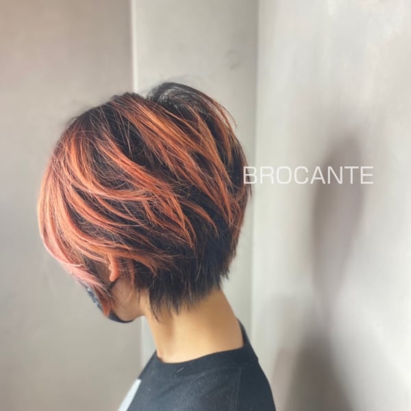 シャドールーツカラー ハイトーン ショートボブ 小顔