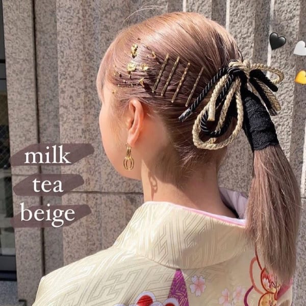 ミルクティーベージュ×セミロング