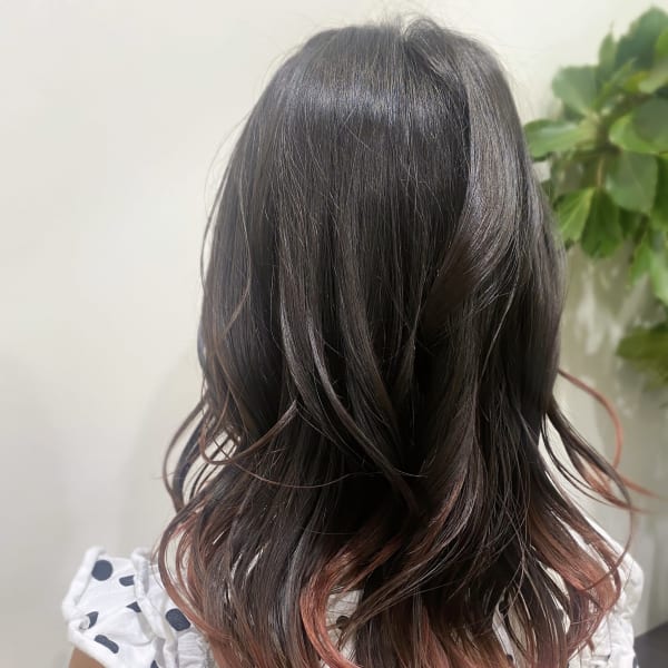 毛先ピンクカラー　クリーミーピーチ　