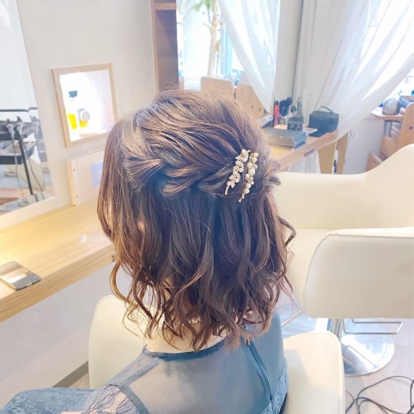 ボブのハーフアップ