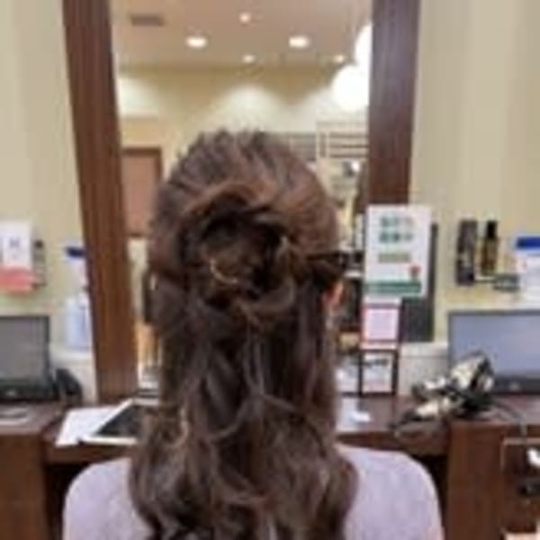 ハーフアップ×ロング