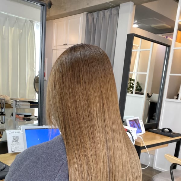 酸性ストレートパーマ+悟式髪質改善トリートメント