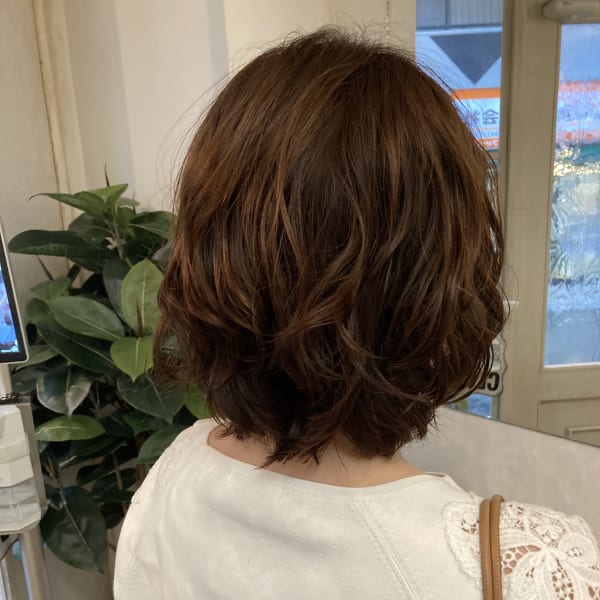 大人可愛い愛されゆるふわミディヘア30代40代梅ヶ丘美容室