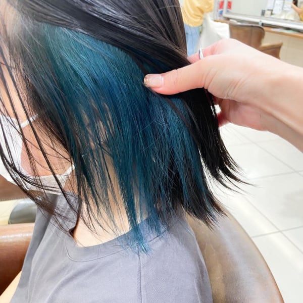 秋冬カラー ブルー インナーカラー【横浜】