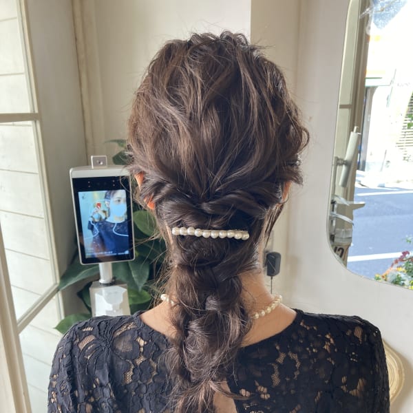 お呼ばれヘアセット〇大人ガーリー編みおろし30代梅ヶ丘美容室