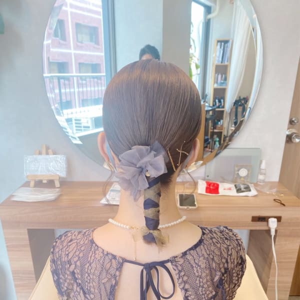 リボンがポイント♪シンプルポニー