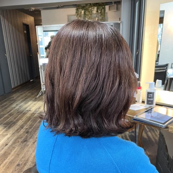 ブリーチなしハイライト・ピンクオレンジ・エギョモリミディ