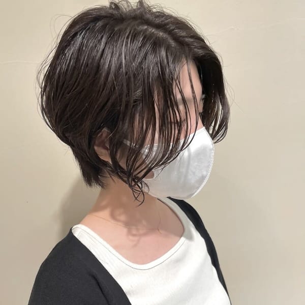 前下がりショートボブ+パーマ