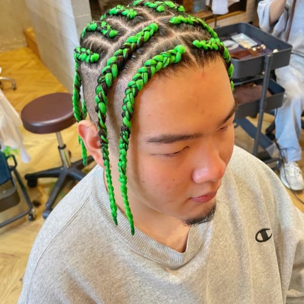 【コーンロウ10本】ライトグリーン