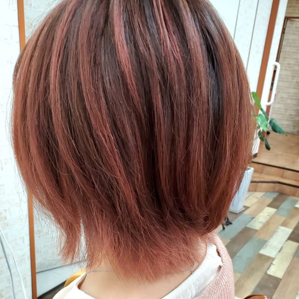 ピンクカラー×ショートウルフ