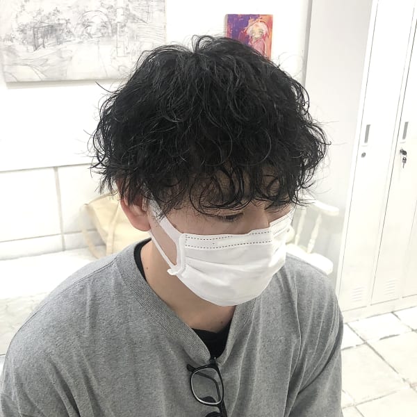 波巻きツイストスパイラルパーマ刈り上げマッシュ