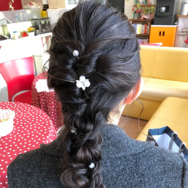 晴れの日の編みおろしスタイル