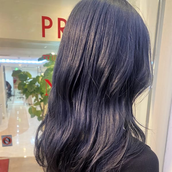 韓国っぽくびれロング×ネイビーブラック