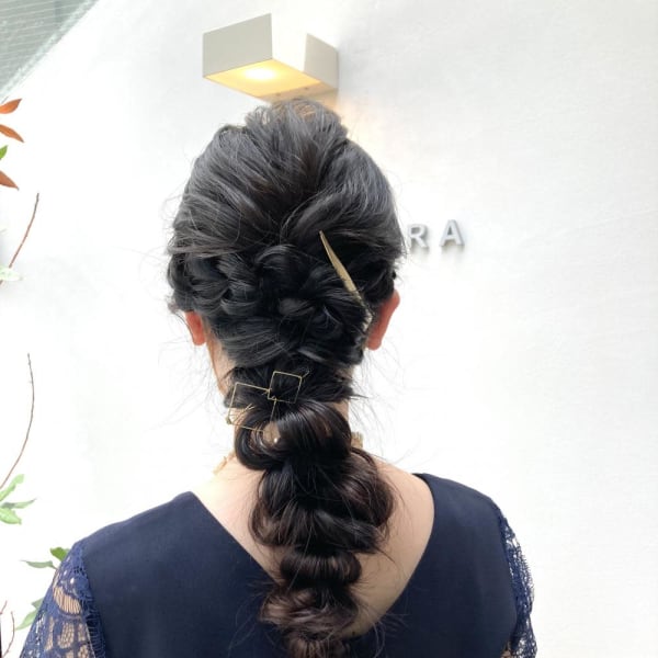 編みおろし　四つ編み