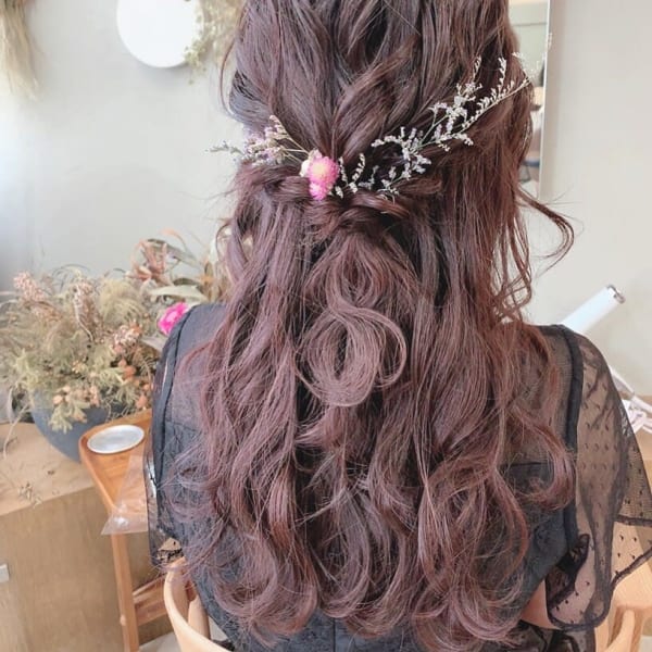 《mallow style》ピンクカラー × ハーフアップ