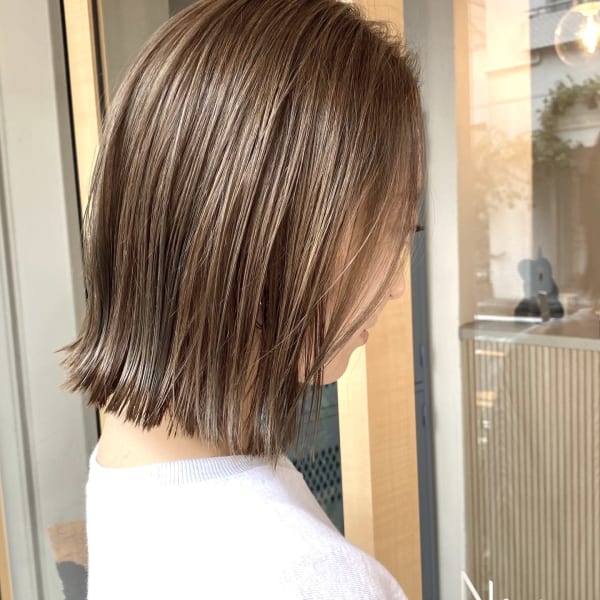 パツッとボブ＆ミルクティーグレージュ♪　