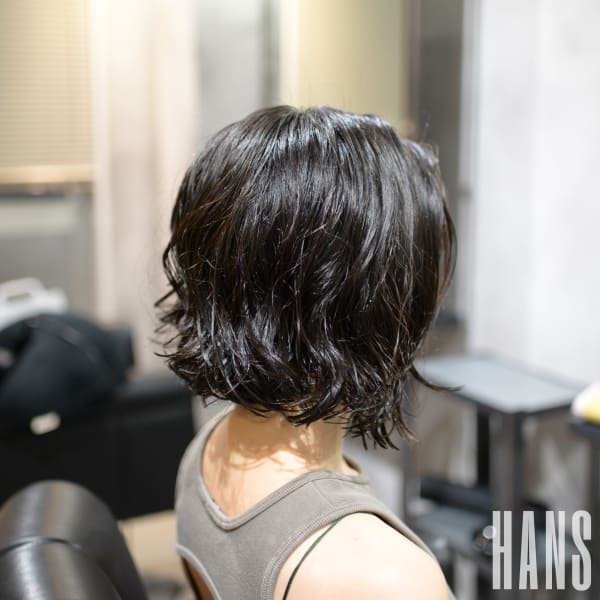 【HANS名古屋伏見】くせ毛風ボブパーマ×暗髪
