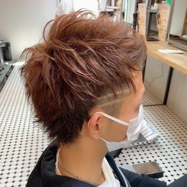 ツーブロック ハイトーンカラー ライン バリアート