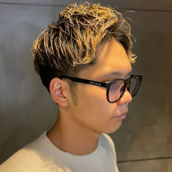 メッシュ ツーブロック アップバング