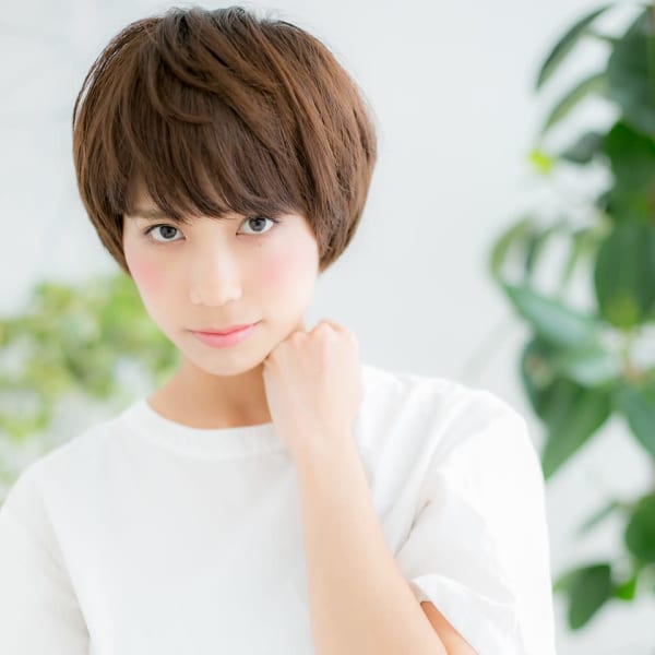 【浅草美容院HANARE】マロンベージュ×オン眉ショートボブ