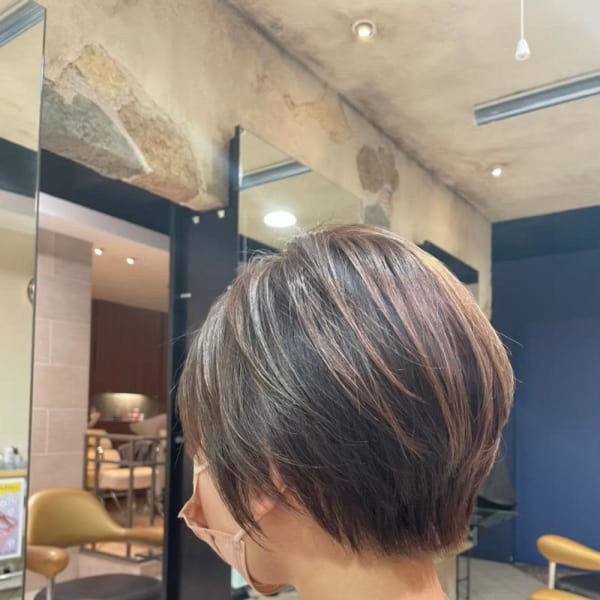 20代30代ミニボブラベンダー小顔美肌ストレート丸み