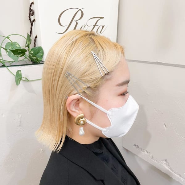 切りっぱなしボブ シルバーピンアレンジ【横浜】w