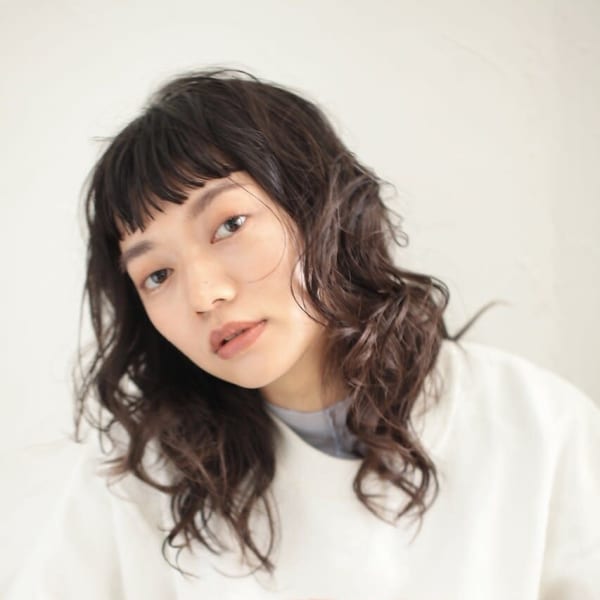 ミディアムウルフ　パーマ　ワイドバング　代官山　中目黒　　