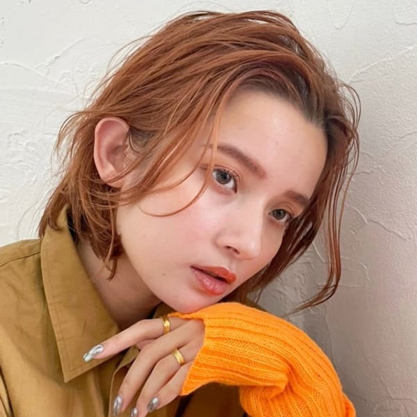 ボブ くびれヘア オレンジカラー 代官山 中目黒