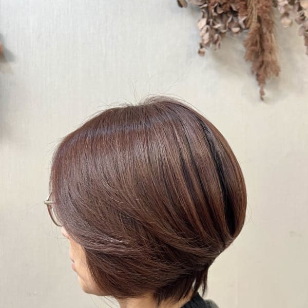 ひし形ショートレイヤー×ピンクブラウン