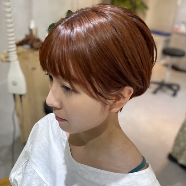 マッシュショートコンパクトショートオレンジカラーブリーチなし