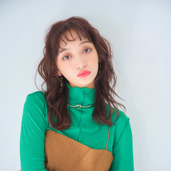 ベビーバングウルフパーマ