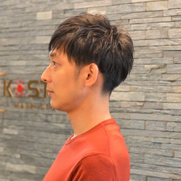 大人マッシュ　メンズストレートパーマ　縮毛矯正