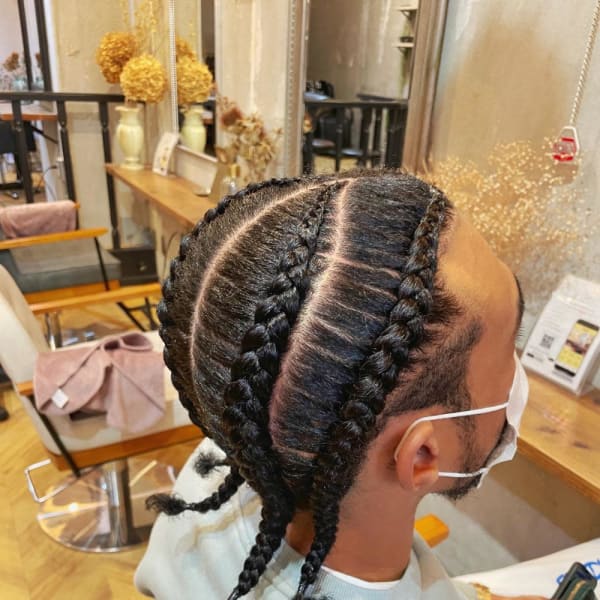 【コーンロウ4本】デザインコーンロウ