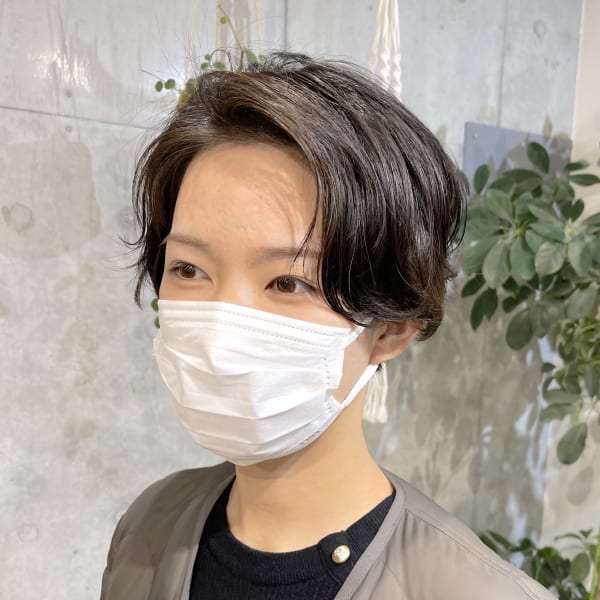 かきあげ前髪 ハンサムショート 生えぐせ補正ゆるパーマ