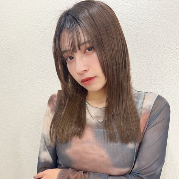 【山田】切りっぱなしセミディミルクティーベージュy401|Maria by AFLOAT