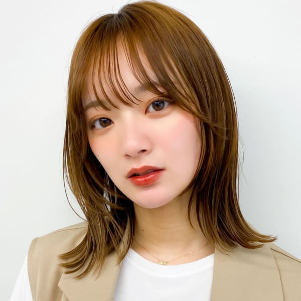 ストレートワンカール/縮毛矯正/小顔前髪/くびれミディ/韓国