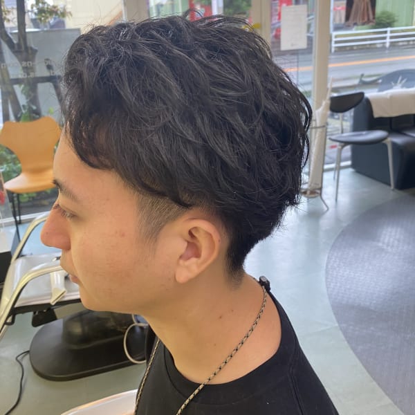 【メンズカット】フェザーパーマ　フェード