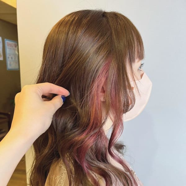 20代30代大人かわいいインナカラーピンクイヤリングカラー