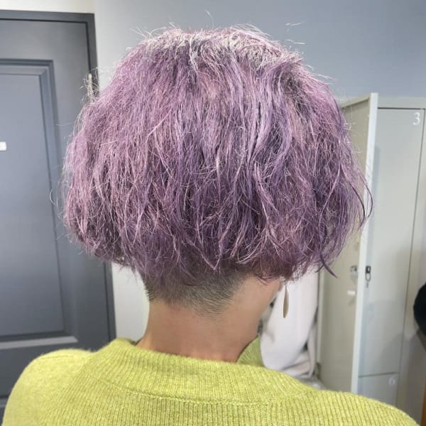 グレージュカラー/ボブウルフ/黒髪/ココアベージュ