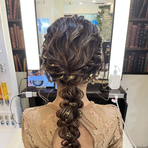 結婚式お呼ばれへア あみおろしアレンジ