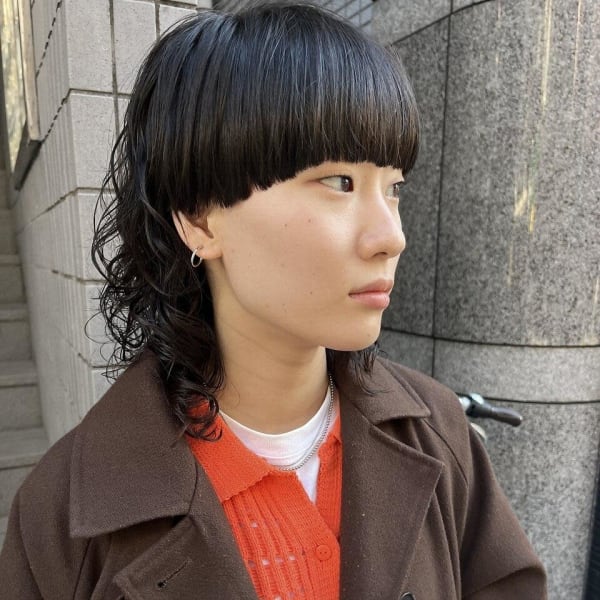 ワイドバング × パーマ