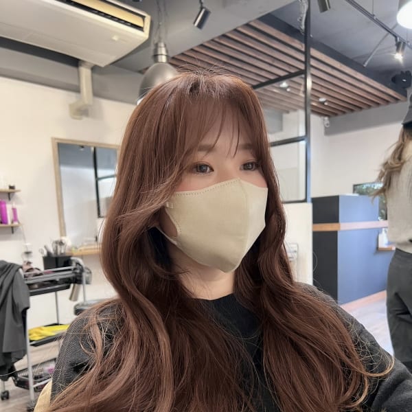 大人かわいい韓国ヘア/顔まわり　セミロング/ロング