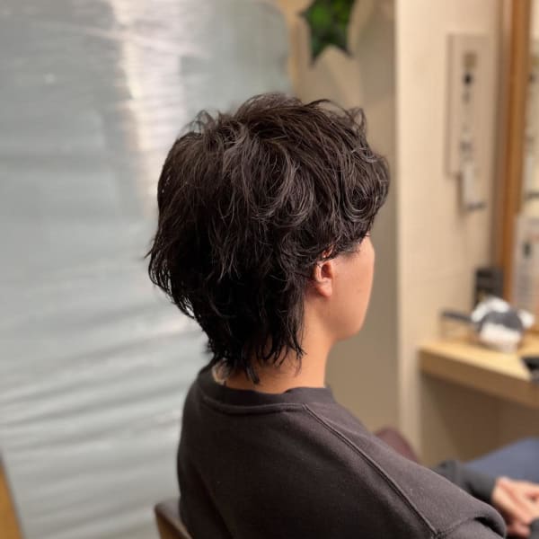 メンズウルフパーマ　20代／30代