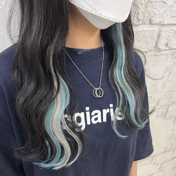 シルバー×ターコイズブルーエクステ9110