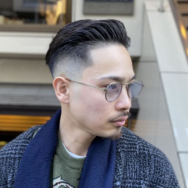 フェード　スリックバック　アイパーオールバック　髭男子