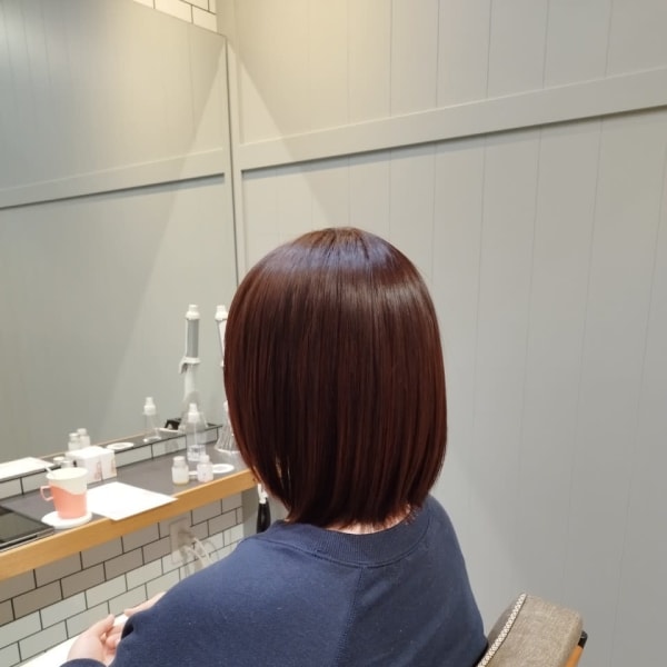 .ワンレンボブ前下がりショート内巻きワンカール鎖骨ミディアム|N° deseo 吉祥寺