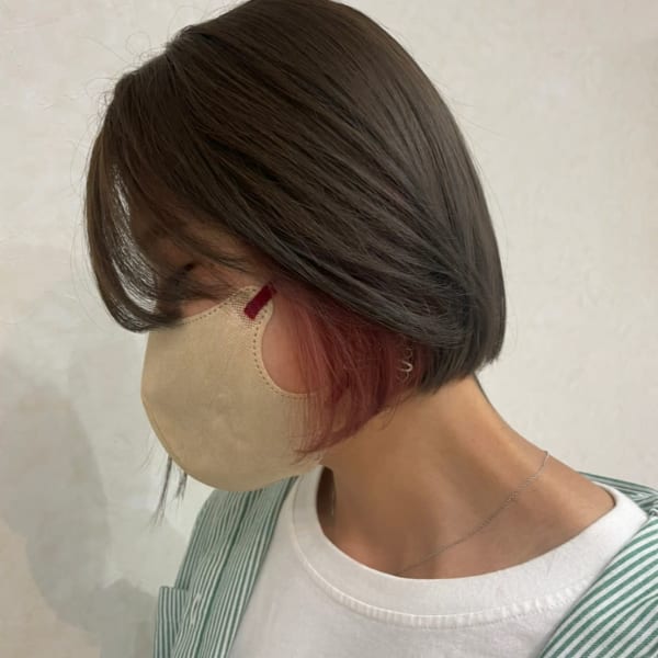 ワンレンボブ前下がりショート内巻きワンカール鎖骨ミディアム|N° deseo 吉祥寺