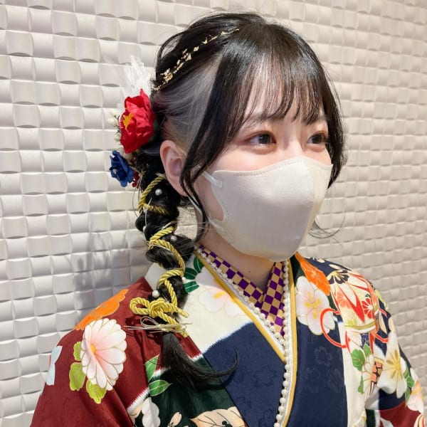 *インナーカラーが映えるサイドアップ*卒業式